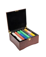 Slickblue Suited Poker Chip Set (750 Count) in Mahogany Wood Case