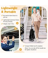 Gymax Portable Baby Stroller One-Hand Fold Pushchair W/ Aluminum Frame