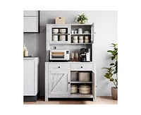 gaomon Kitchen Pantry Cabinet with Microwave Stand, Freestanding Hutch Cabinet with Buffet Cupboard