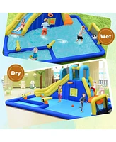 Gymax Inflatable Water Slide Bounce House Climbing Wall without Blower