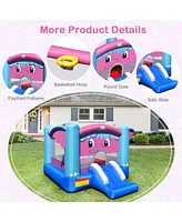 Gymax Inflatable Bounce House 3-in-1 Elephant Theme Inflatable Castle w/ 550W Blower
