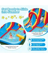 Gouun Inflatable Water Slide Water Park with Long Slide and Splash Pools and Ball Pit with 680W Blower