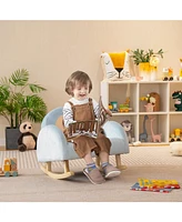 Gouun Toddler Rocking Chair with Solid Rubber Wood Frame Soft Velvet Cover