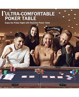 Sugift 71in Foldable Poker Table, 8 Player Texas Holdem Table, Folding Leisure Game Table, Portable Casino Table with Padded Rails and Cup Holders