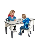 ECR4Kids Dry-Erase Rectangular Activity Table with 2 Chairs, Adjustable, Grey