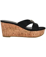 Guess Women's Lonaa Rhinestone Cork Platform Wedge Sandals