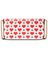 kate spade new york Devin Pixel Heart Embossed Saffiano Leather Small Chain Wallet Crossbody