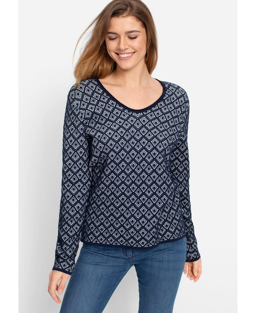 Olsen Women's Geo Intarsia Sweater