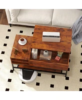 Gouun Lift Top Table with Hidden Compartment and Removable Storage Shelf
