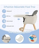 Gouun 3-in-1 Convertible Wooden High Chair with Cushion