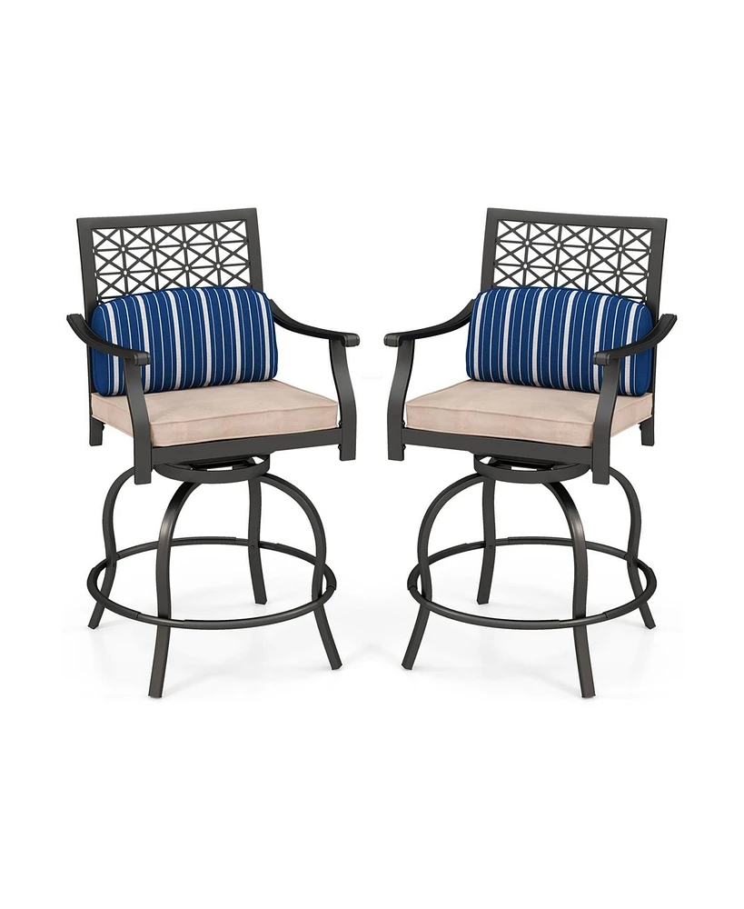 Gouun Set of 2 Outdoor Bar Height Chair with Soft Cushions