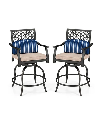 Gouun Set of 2 Outdoor Bar Height Chair with Soft Cushions