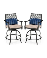 Gouun Set of 2 Outdoor Bar Height Chair with Soft Cushions