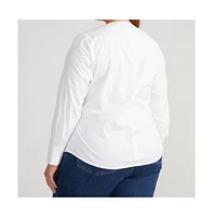 Universal Standard Plus Beacon Stretch Poplin Wrap Shirt