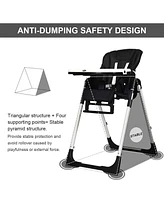 Gouun Foldable High Chair with Multiple Adjustable Backrests