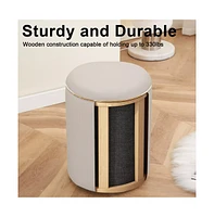 Sugift 16" Round Storage Ottoman with Lid - Natural, Handwoven Footstool for Living Room, Bedroom, Bathroom, Home Office