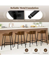 Gouun Industrial 24.5 Inches Bar Stool with Backrest and Saddle Seat