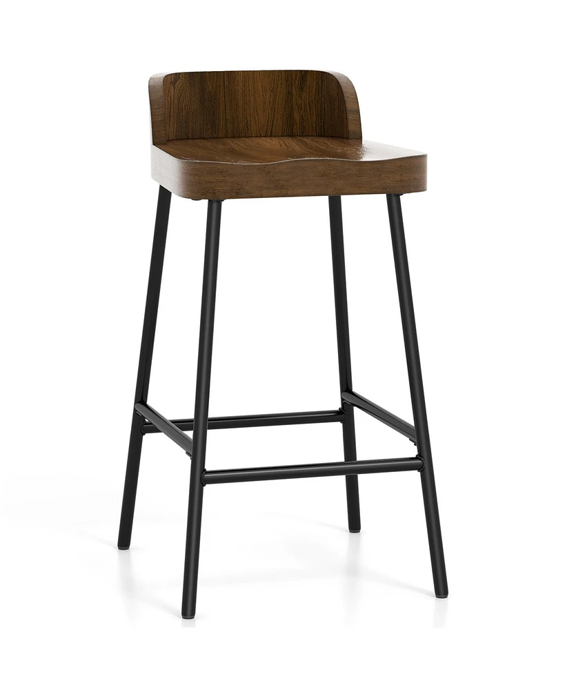 Gouun Industrial 24.5 Inches Bar Stool with Backrest and Saddle Seat