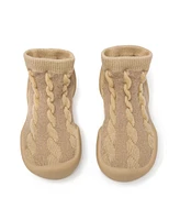 Komuello Toddler First Walk Sock Shoes - Cable Dark Beige