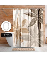 Americanflat 71x74 Neutral Tropical Floral Shower Curtain - 100% Polyester Shower Curtain