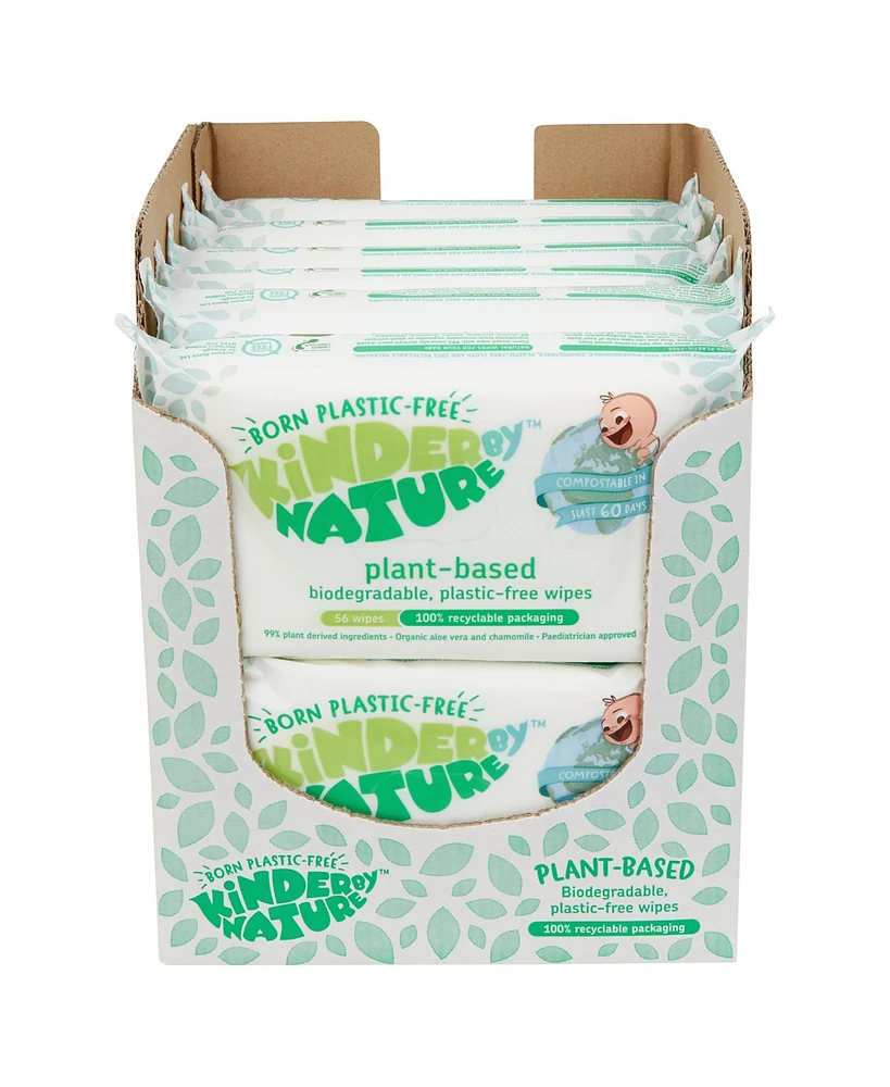 Kinder by Nature Unisex 100% Biodegradable Plant-Based Baby Wipes - 672 Count (12 packs of 56 wipes)