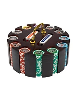 Slickblue Hi Roller Poker Chip Set (300 Count) in Wooden Carousel - Clay Composite