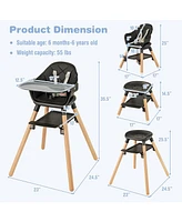 Gouun 6-in-1 Convertible Baby High Chair with Safety Harness and Removable Tray