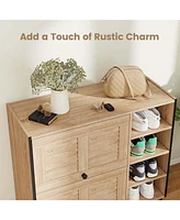 Costway Shoe Storage Cabinet with Flip Doors Adjustable and Removable Shelves for Entryway