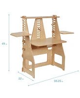 ECR4Kids Maker's Puzzle Sit or Stand Desk, Natural