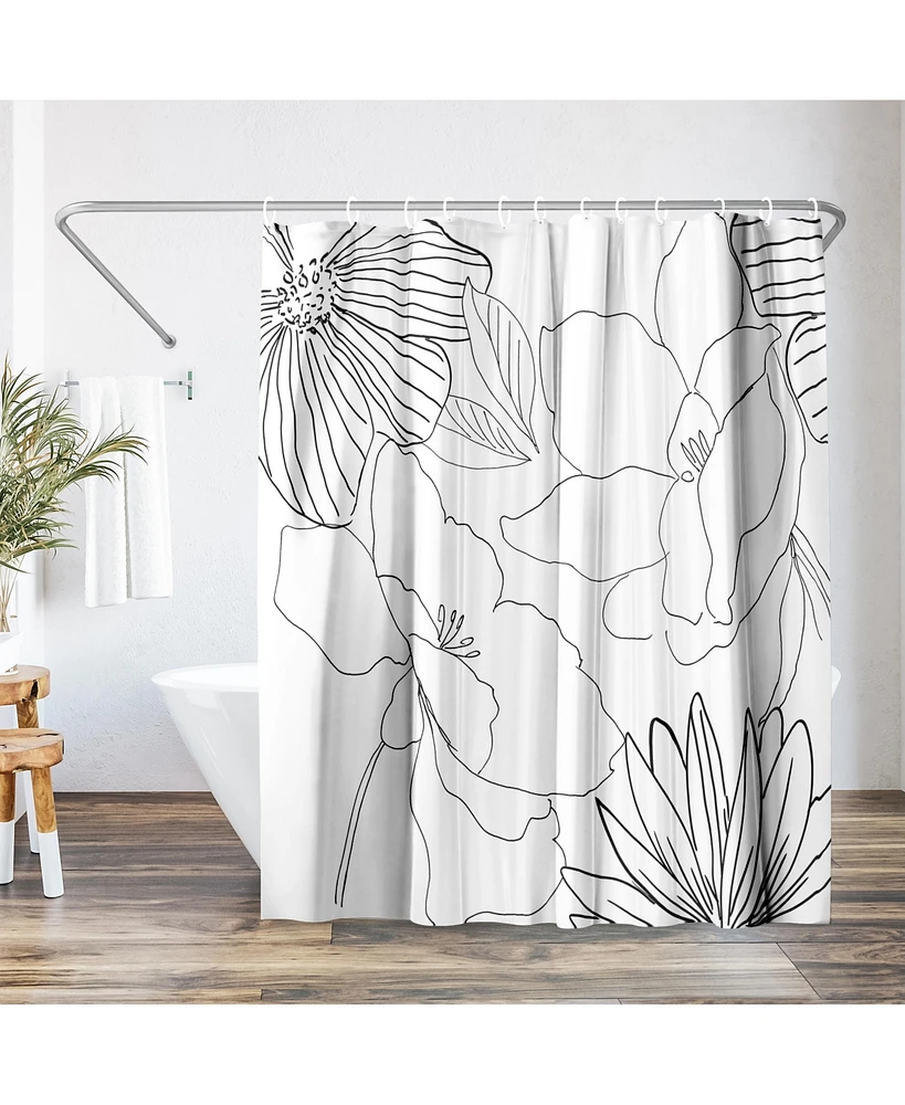 Americanflat 71x74 Delicate Lines Shower Curtain - 100% Polyester Shower Curtain