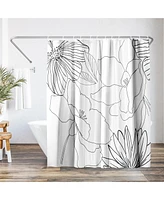 Americanflat 71x74 Delicate Lines Shower Curtain - 100% Polyester Shower Curtain