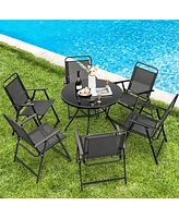 Sugift Set of 4 Outdoor Folding Chairs with Breathable Seat