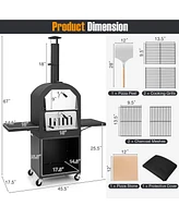 Costway Outdoor Pizza Oven Wood Fired Pizza Oven with Protective Cover 12" Pizza Stone