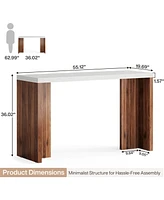 Tribesigns Home Bar Unit, 55.12-Inch Bar Table with a Faux Marble Finished Tabletop, Modern Freestanding Mini Bar for Home Kitchen, Living Room, Balco