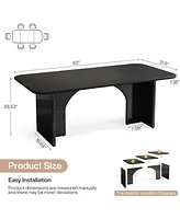Tribesigns Modern Dining Table for 4-6 People, 62.99" Large Rectangle Kitchen with Arch Design Legs, Black Dinner & Room Fu