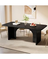 Tribesigns Modern Dining Table for 4-6 People, 62.99" Large Rectangle Kitchen with Arch Design Legs, Black Dinner & Room Fu