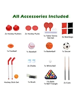 Sugift 48in Multi Game Table, 9 in 1 Combo Game Table, Arcade Combination Game Table Set with Billiards, Ping Pong, Hockey, Basketball, Bean Bag and F