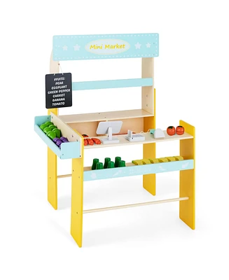 Sugift Kid's Pretend Play Grocery Store with Cash Register and Blackboard