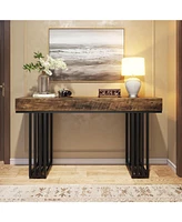 Tribesigns 55-Inch Console Table for Entryway, Industrial Wood Hallway with Stylish Metal Frame, Sofa Foyer Living Room, Entrance, Bla