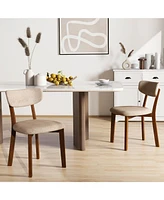 Gouun Dining Chairs Set of 2 Upholstered Mid-Back with Solid Rubber Wood Frame