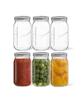 JoyJolt Wide Set of 6 Mason Jars with Airtight Lids