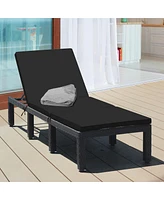 Gouun Patio Rattan Height Adjustable Lounge Chair with 2 Set of Cushion Cover