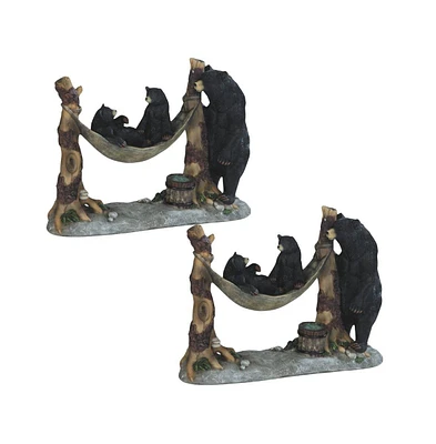 Fc Design "2-pc Gift Set" 7"H Black Bear Watching Cubs in Hammock Figurine Statue Ornament Home Room Office Decor and Perfect Gift Ideas for Housewarm