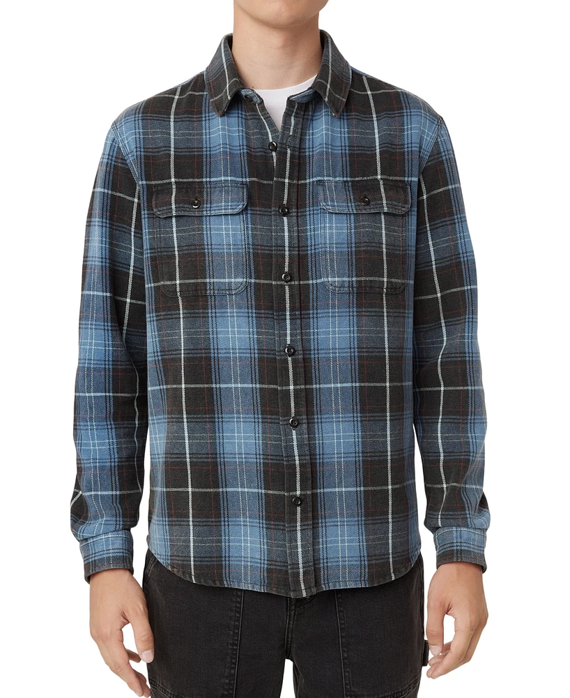 Frank And Oak Men's Distressed Cotton Flannel Shirt