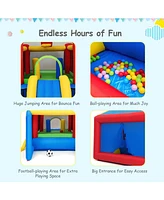Gymax Kids Inflatable Bounce House Play Slide Jumping Castle Ball Pit with 550W Blower