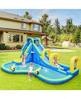 Gouun Inflatable Water Slide Kids Bounce House with Water Cannons and Hose Without Blower