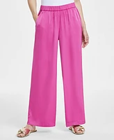 Jm Collection Women's Pull-On Wide-Leg Satin Pants, Exclusively at Macy's