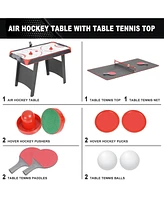 Inolait 2-in-1 Air Hockey Table with Table Tennis Top Indoor Arcade Gaming Set