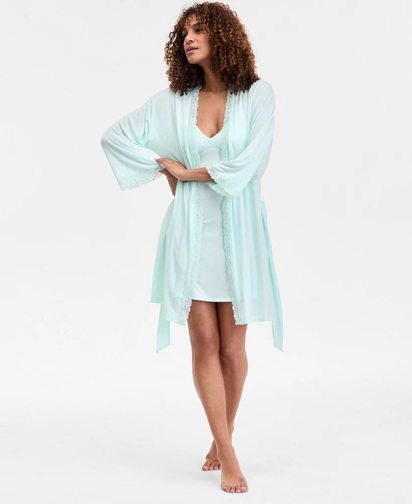 I.n.c. International Concepts Women's Lace-Trim Knit Wrap Robe, Exclusively at Macy's