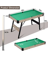 Sugift 48in Folding Pool Table, Portable Billiard Game Tables with Locking Legs, Adjustable Feet, Balls, Cues, Triangle, Chalk, Brush